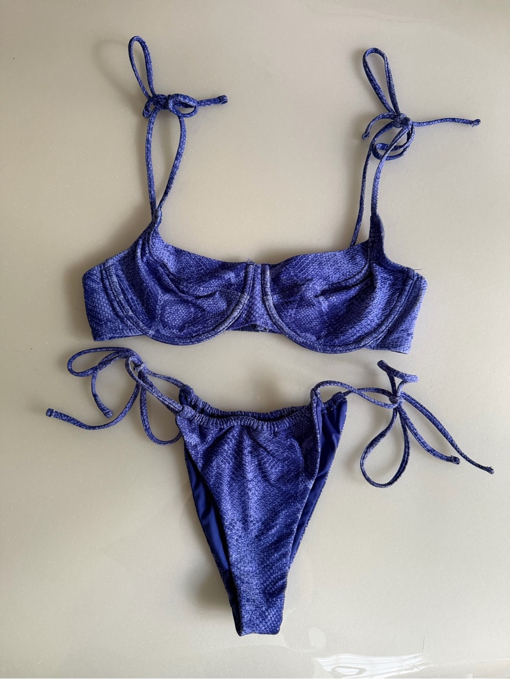 Victoria’s Secret Snake skin Royal Purple Tie-Shoulder Bikini Set